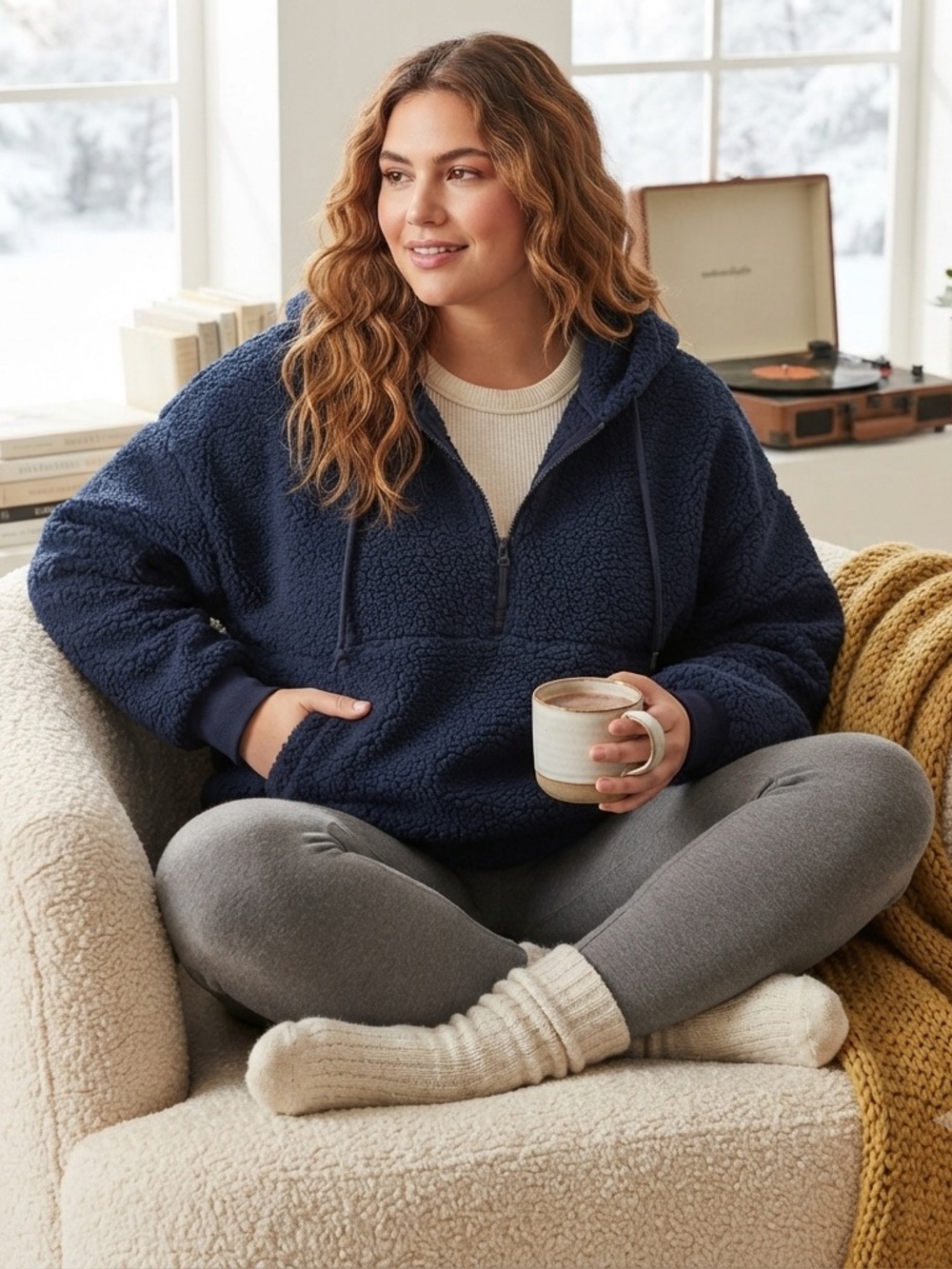 PINK Victoria's Secret Deep Blue Sherpa Jacket